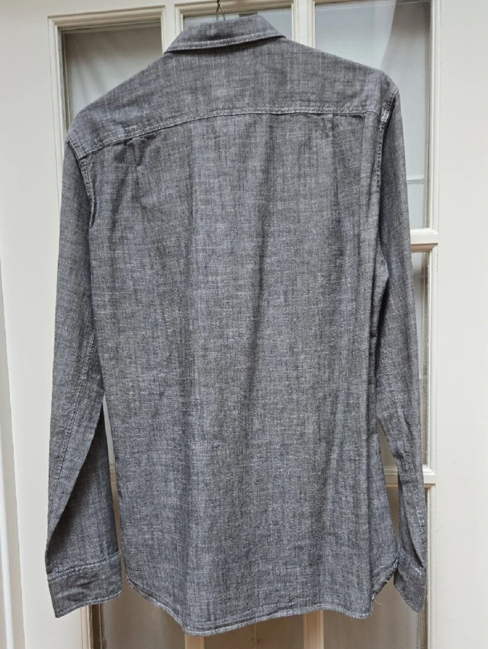 J. Crew Mens Black Chambray Long-Sleeve Button-Down Shirt